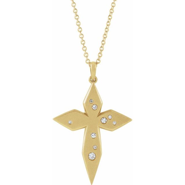 Contemporary Kite Shaped Cross Pendant with Galaxy Diamond Accents