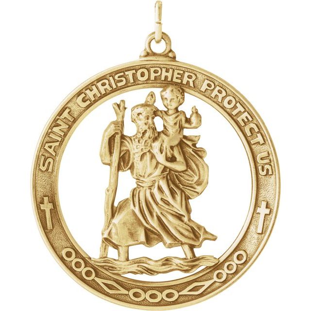 St. Christopher Hand-Painted Porcelain Medal In 14K Yellow Gold | eBay